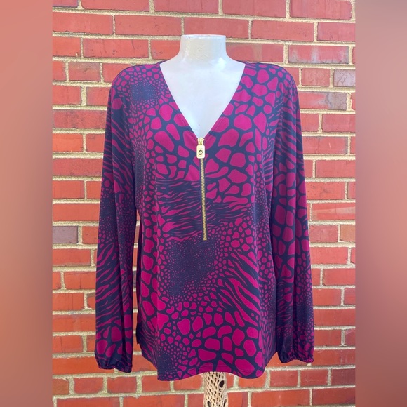 Michael Kors Tops - Michael Kors |  Animal print | red and black | cute top size L   ( Mk 15)